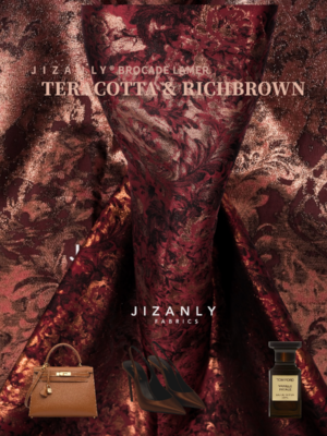 BROCADE LAMER TERACOTTA RICH BROWN