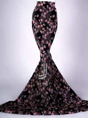 Brocade charcoal grey burgandy