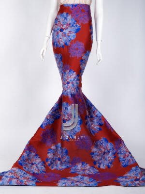 Brocade red orange & royalblue