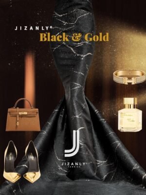 Brocade lamer black gold (marble)