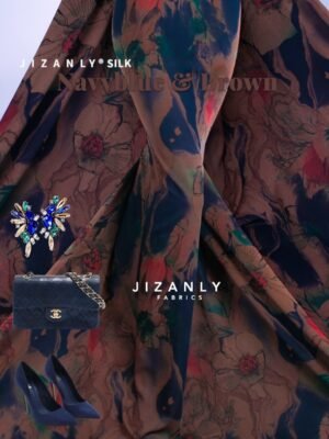 CASHMERE SILK NAVY AND RICHBROWN