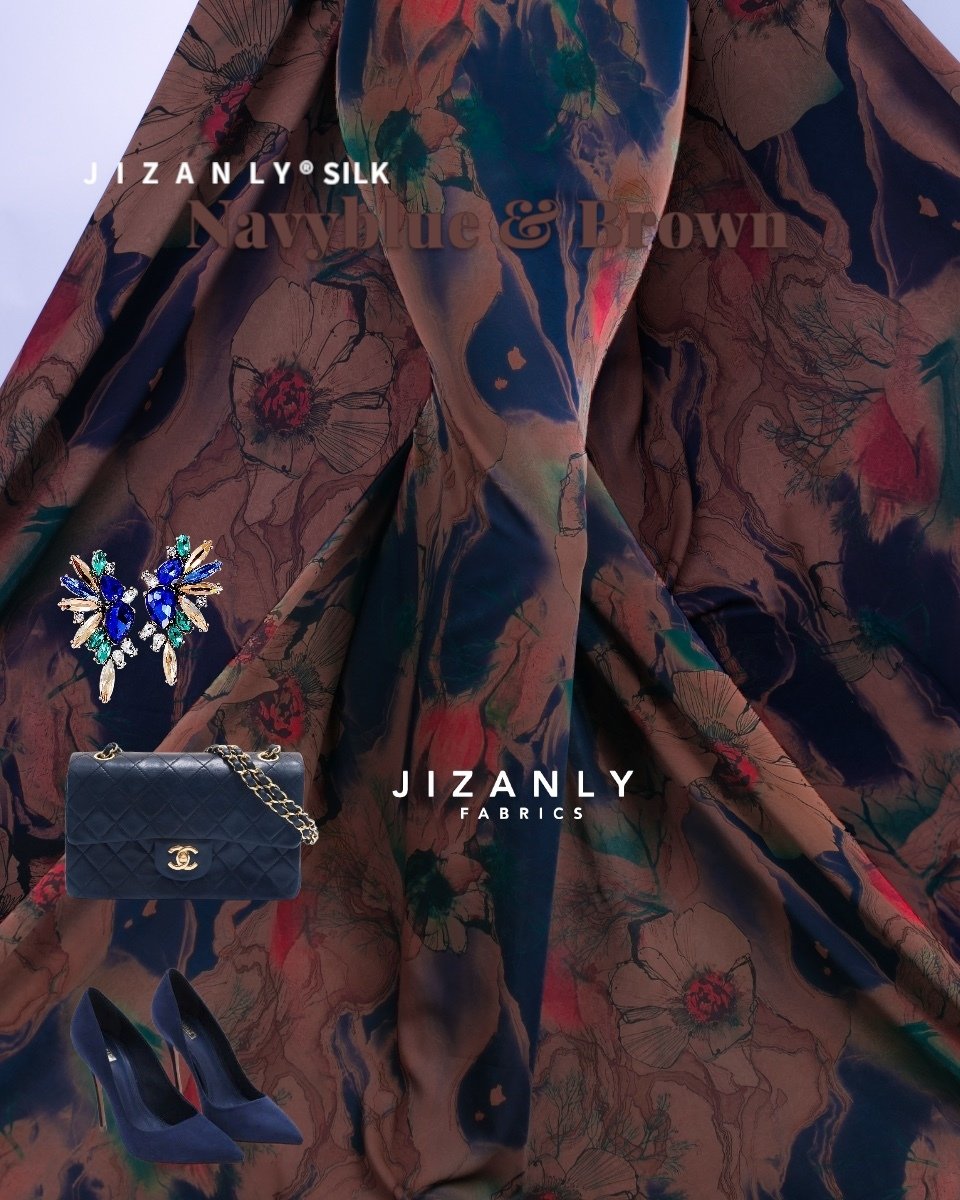 CASHMERE SILK NAVY AND RICHBROWN