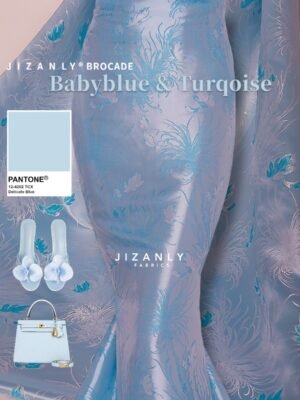 BABYBLUE SILK LAMER BROCADE WITH SHADES SILVER