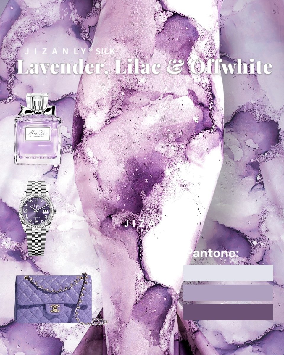 CASHMERE SILK IN LAVENDER, LILAC AND OFFWHITE