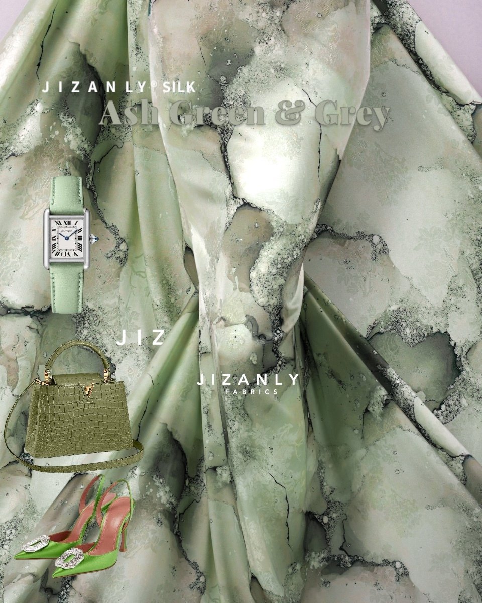 CASHMERE SILK IN ASH GREEN AND GREY