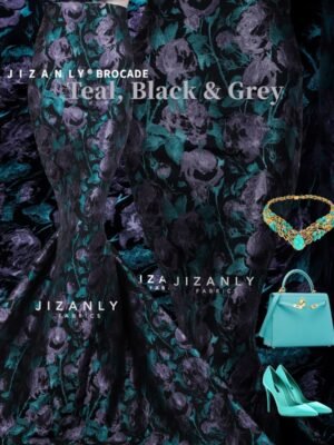BROCADE TEAL BLACK & LILAC GREY