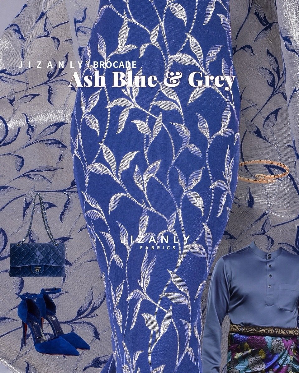 BROCADE ASHBLUE & LIGHT GREY