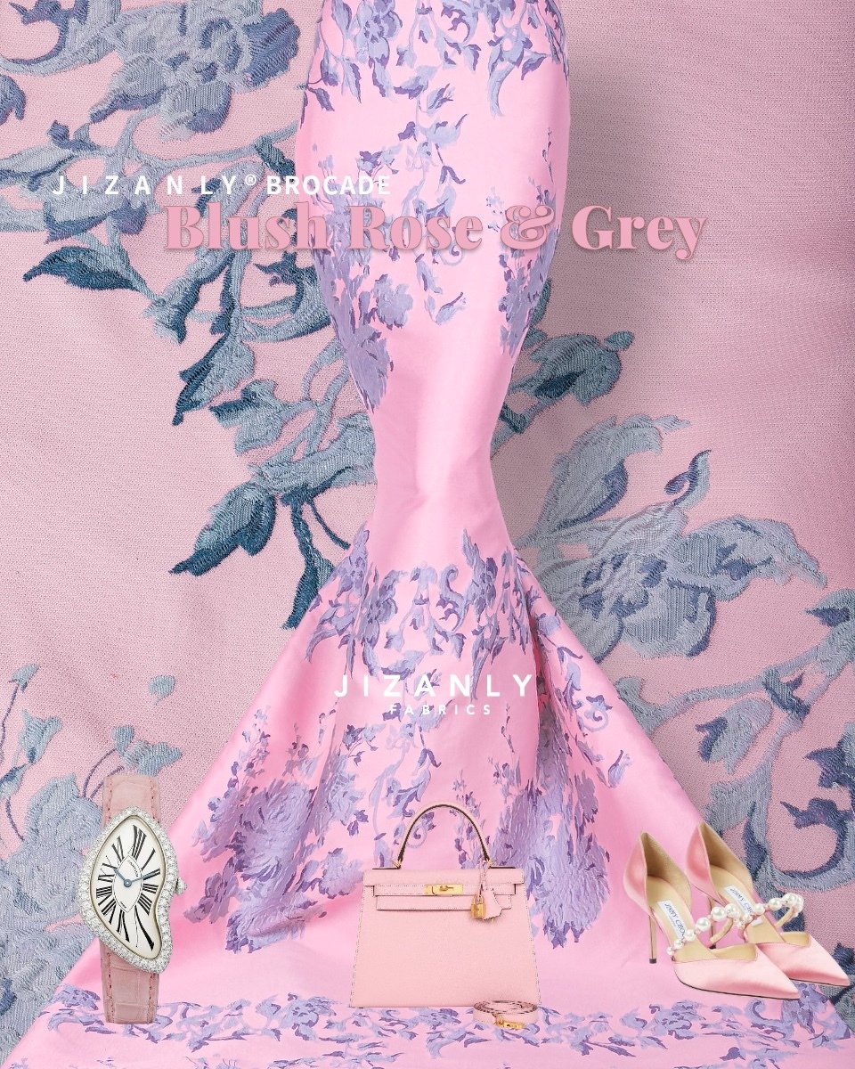 BROCADE BLUSH ROSE AND SILVER GREY