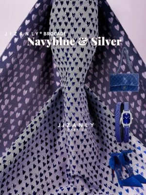 BROCADE LOVE NAVYBLUE & SILVER
