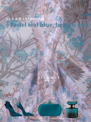 BROCADE LAMER TEALBLUE AND BEIGE GREY