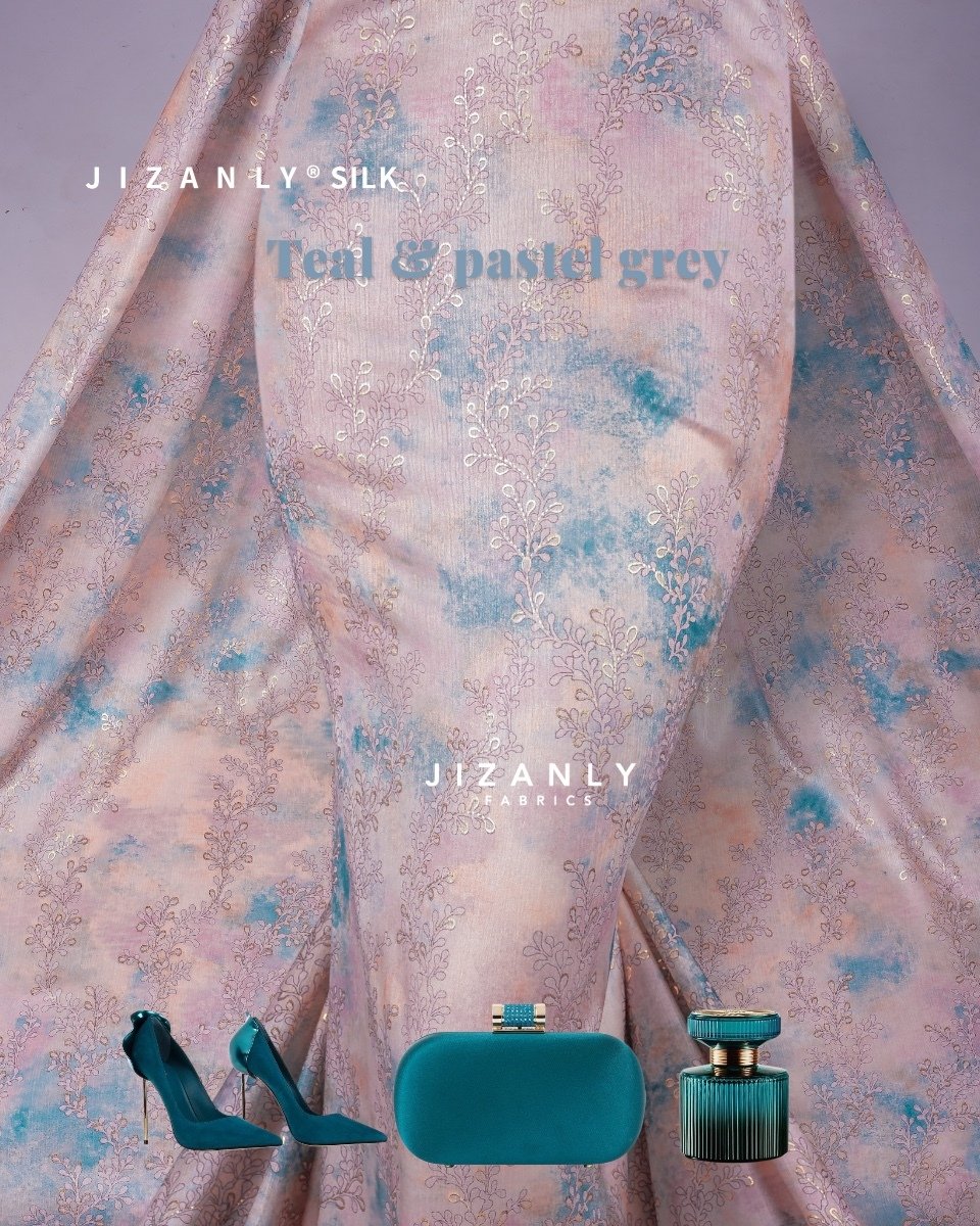 CASHMERE SILK TEAL + grey