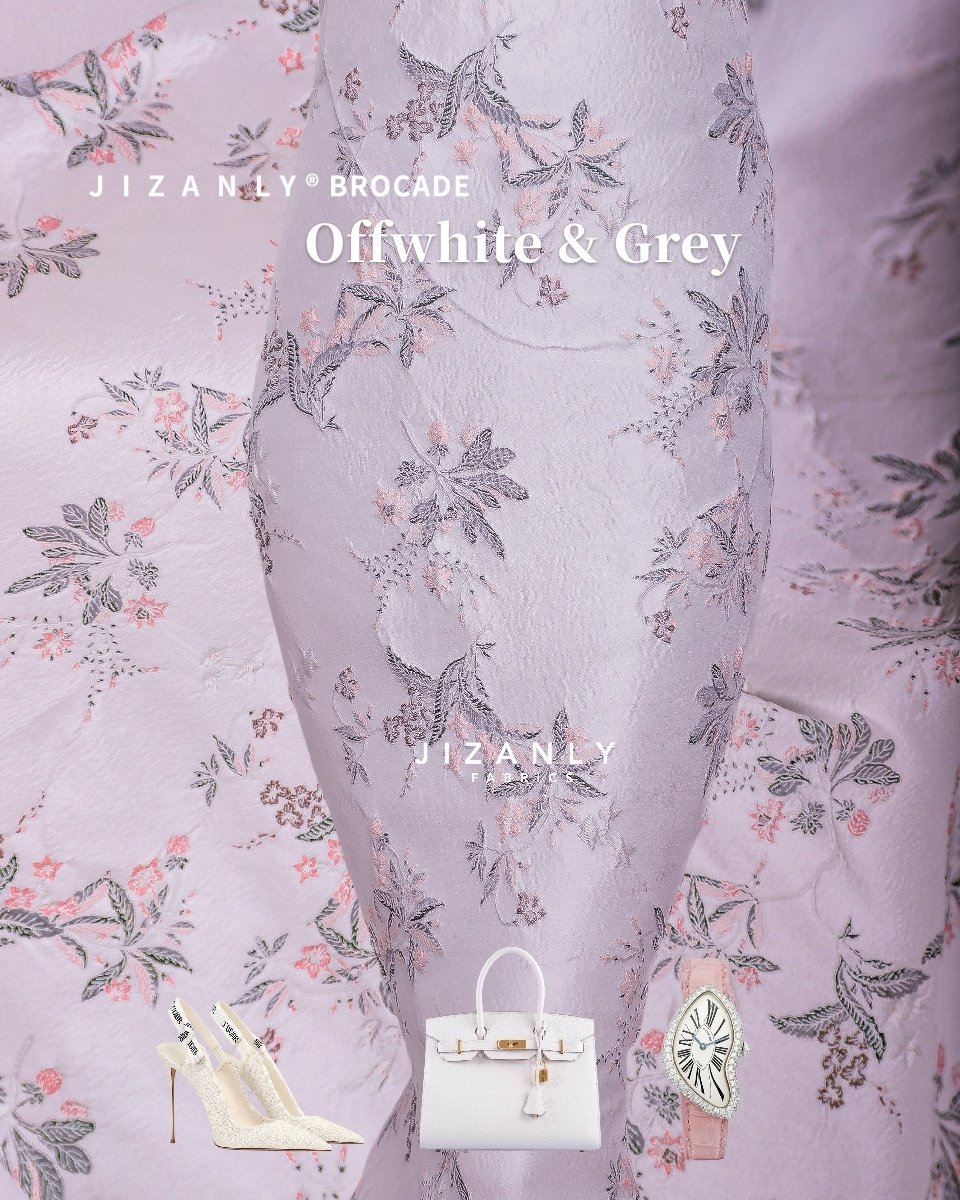 brocade offwhite and grey