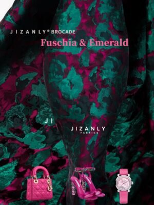 brocade lamer fuschi & emerald