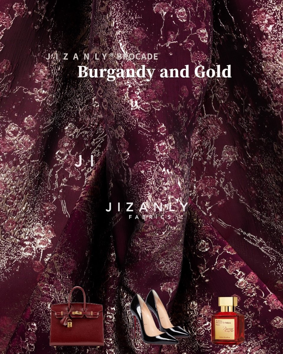 BROCADE LAMER ITALIAN BURGANDY GOLD