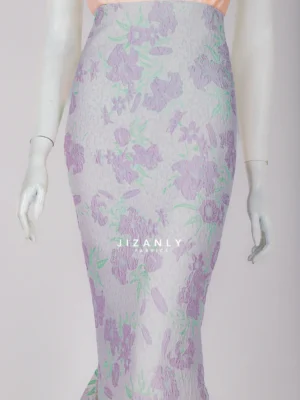 BROCADE PASTEL SOFT LILAC AND OFFWHITE