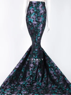 BROCADE TEAL BLACK & LILAC GREY
