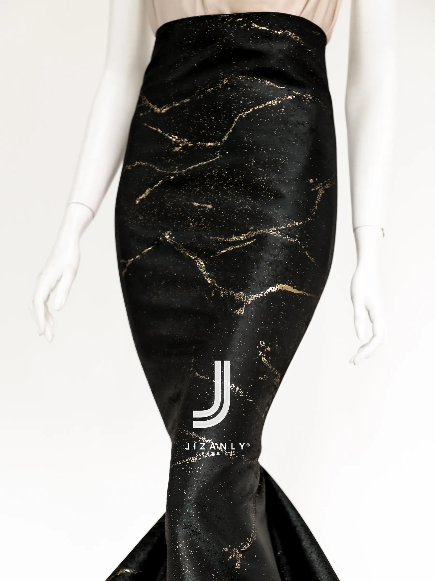 Brocade lamer black gold (marble) - Image 5