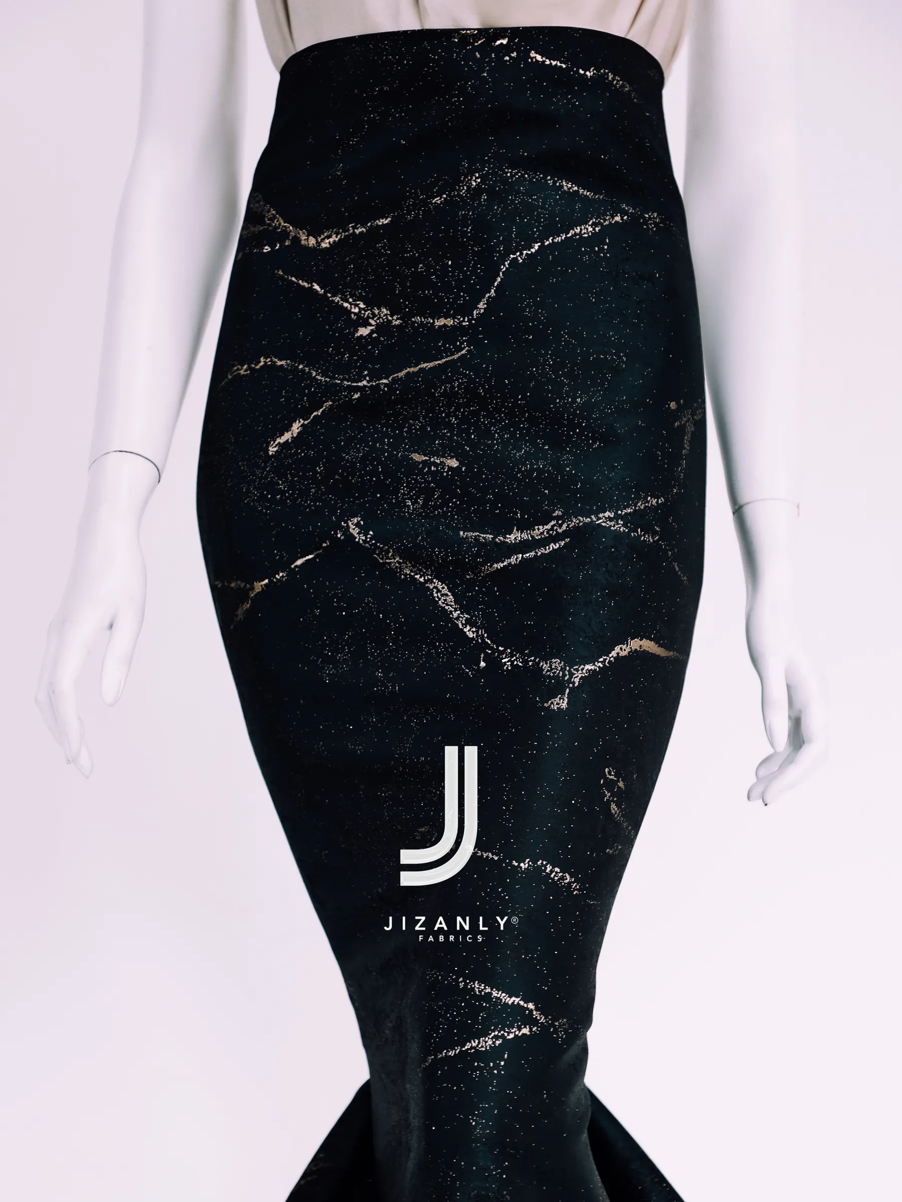 Brocade lamer black gold (marble) - Image 3