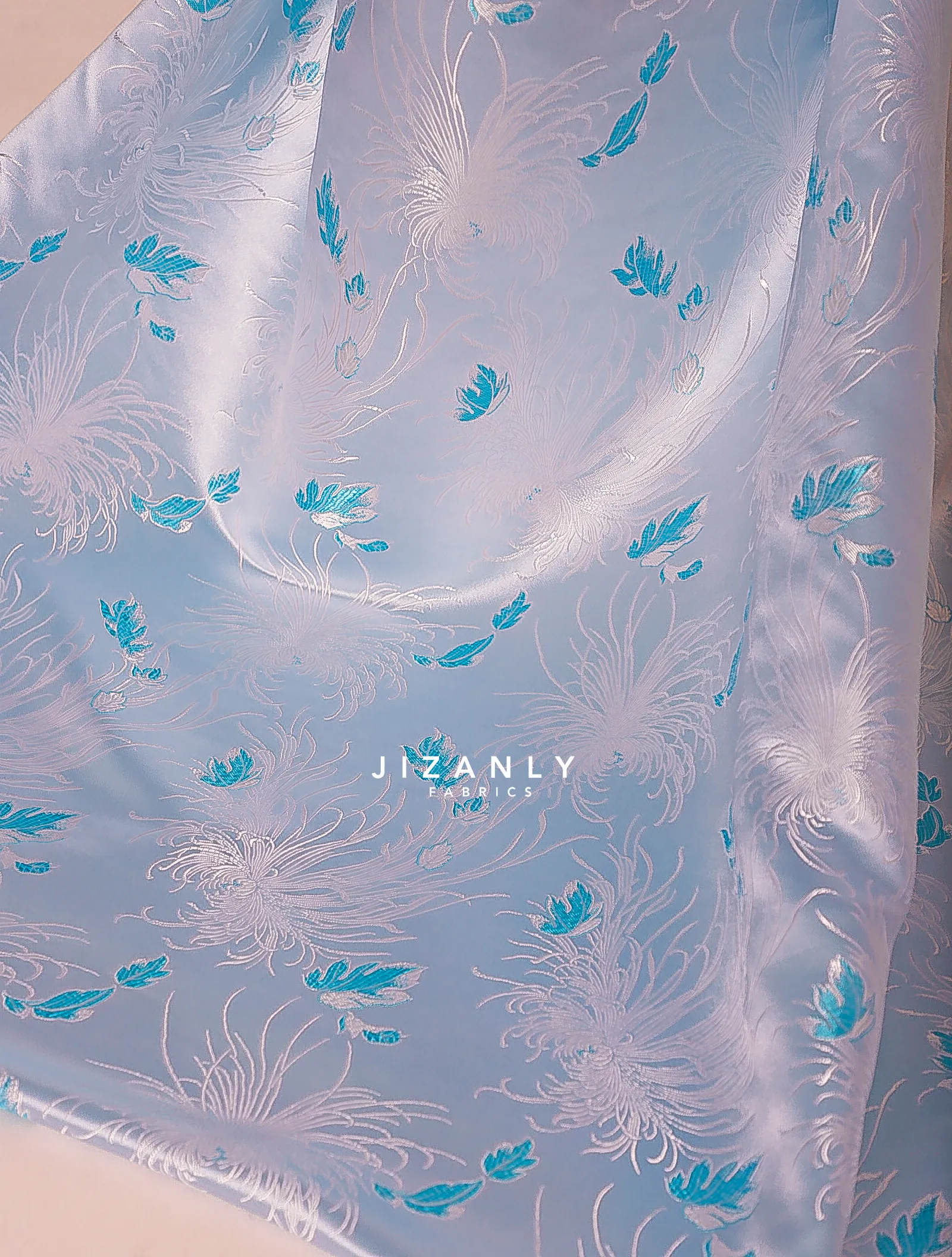 BABYBLUE SILK LAMER BROCADE WITH SHADES SILVER - Image 4