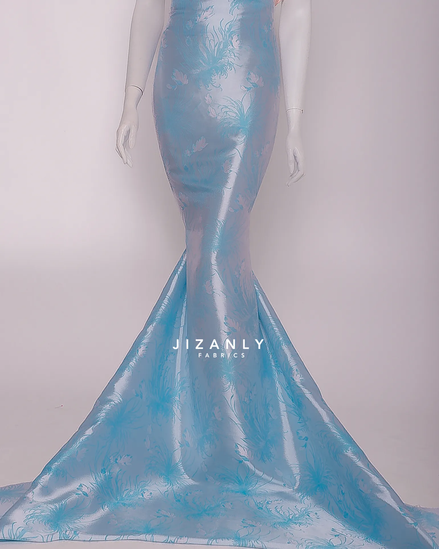 BABYBLUE SILK LAMER BROCADE WITH SHADES SILVER - Image 3