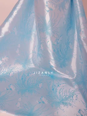 BABYBLUE SILK LAMER BROCADE WITH SHADES SILVER