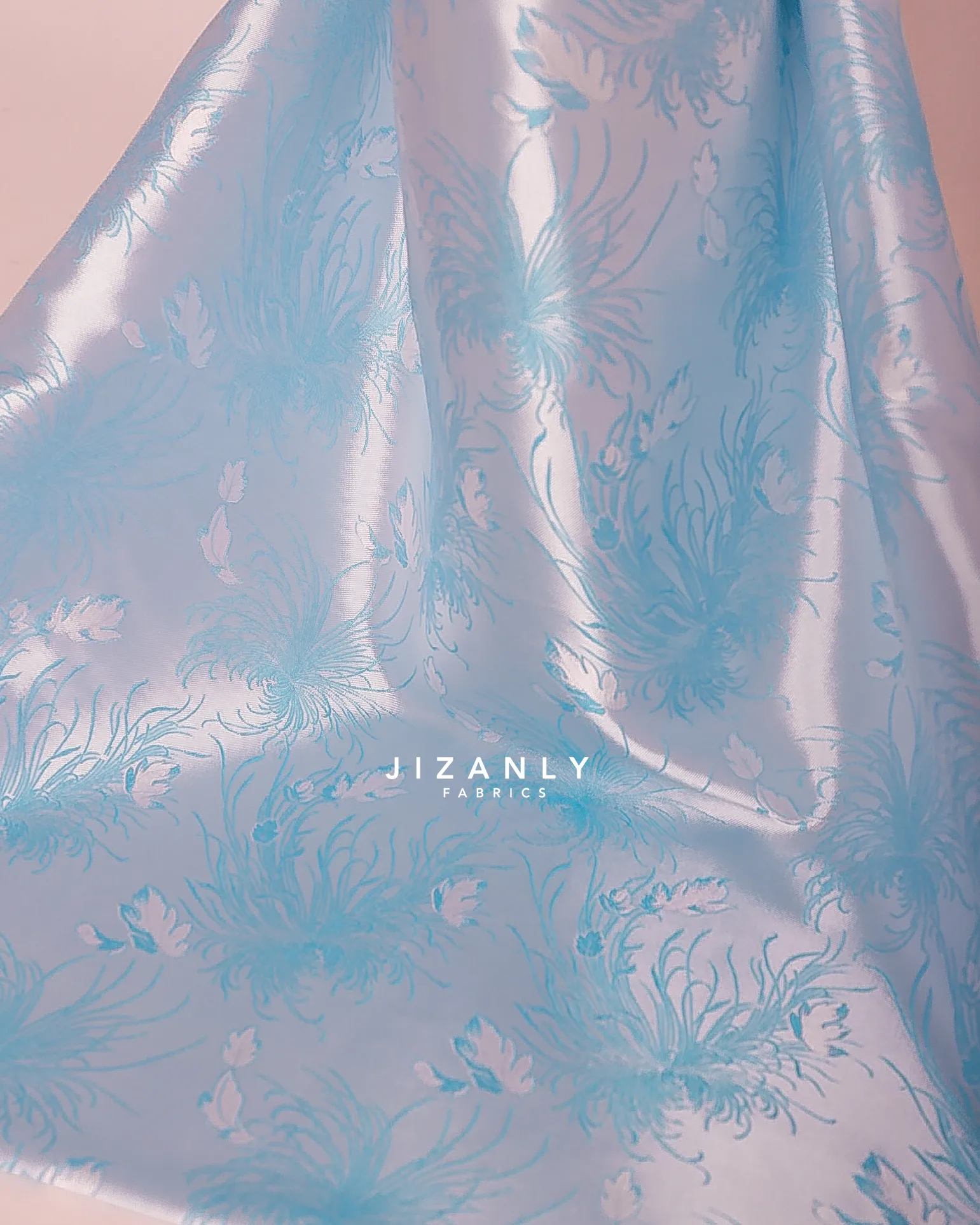 BABYBLUE SILK LAMER BROCADE WITH SHADES SILVER - Image 2