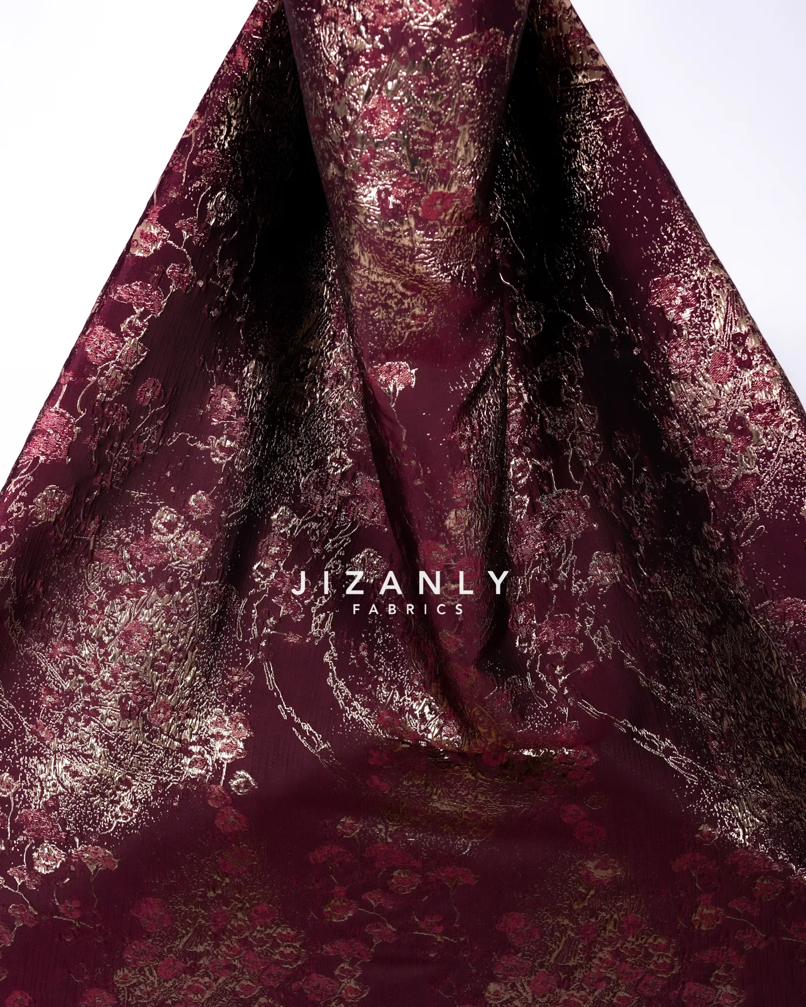 BROCADE LAMER ITALIAN BURGANDY GOLD - Image 5