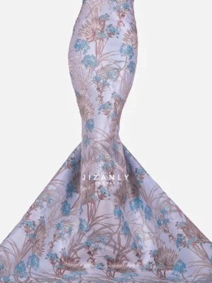 BROCADE LAMER TEALBLUE AND BEIGE GREY