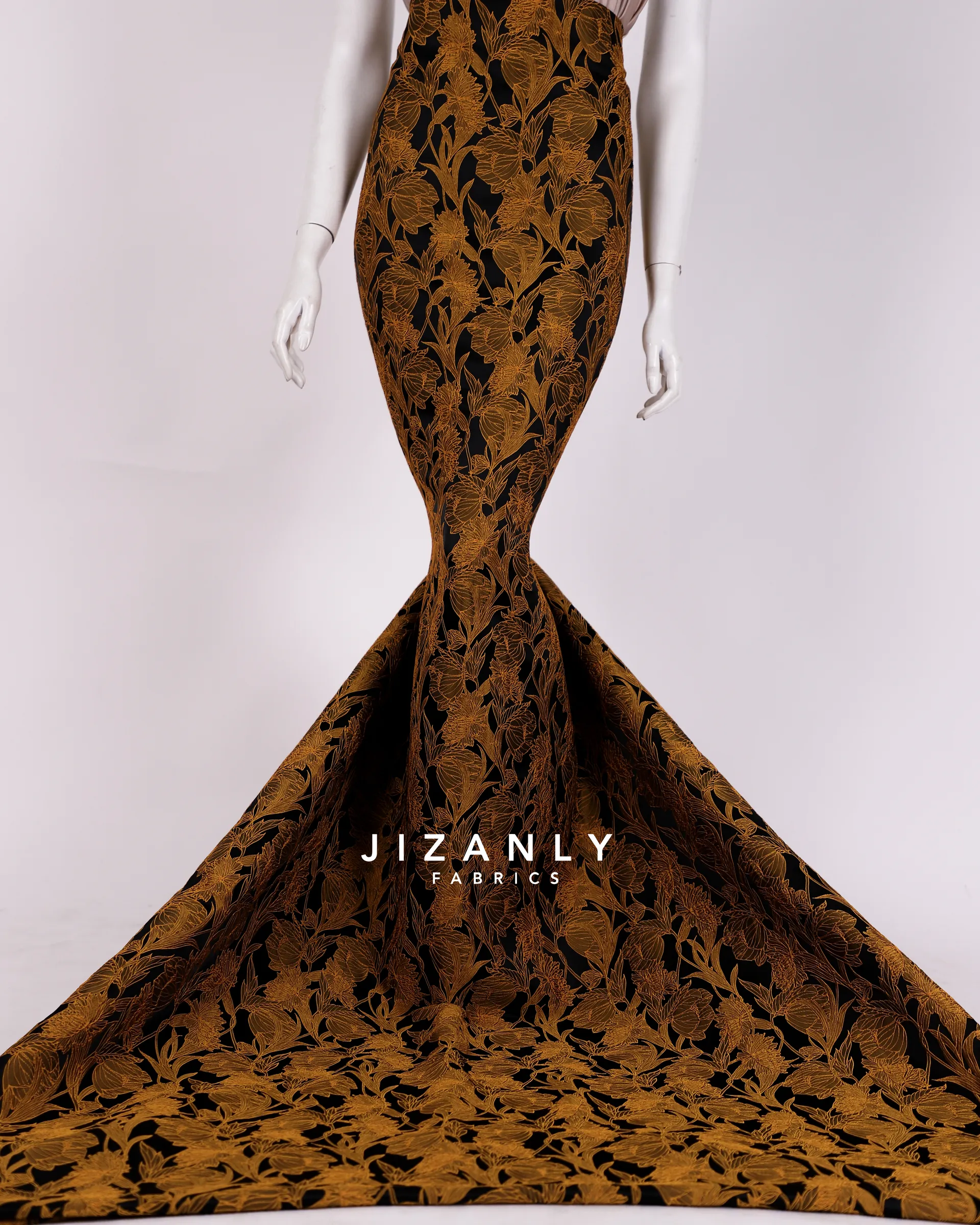 Brocade royal mustard gold and black - Image 2