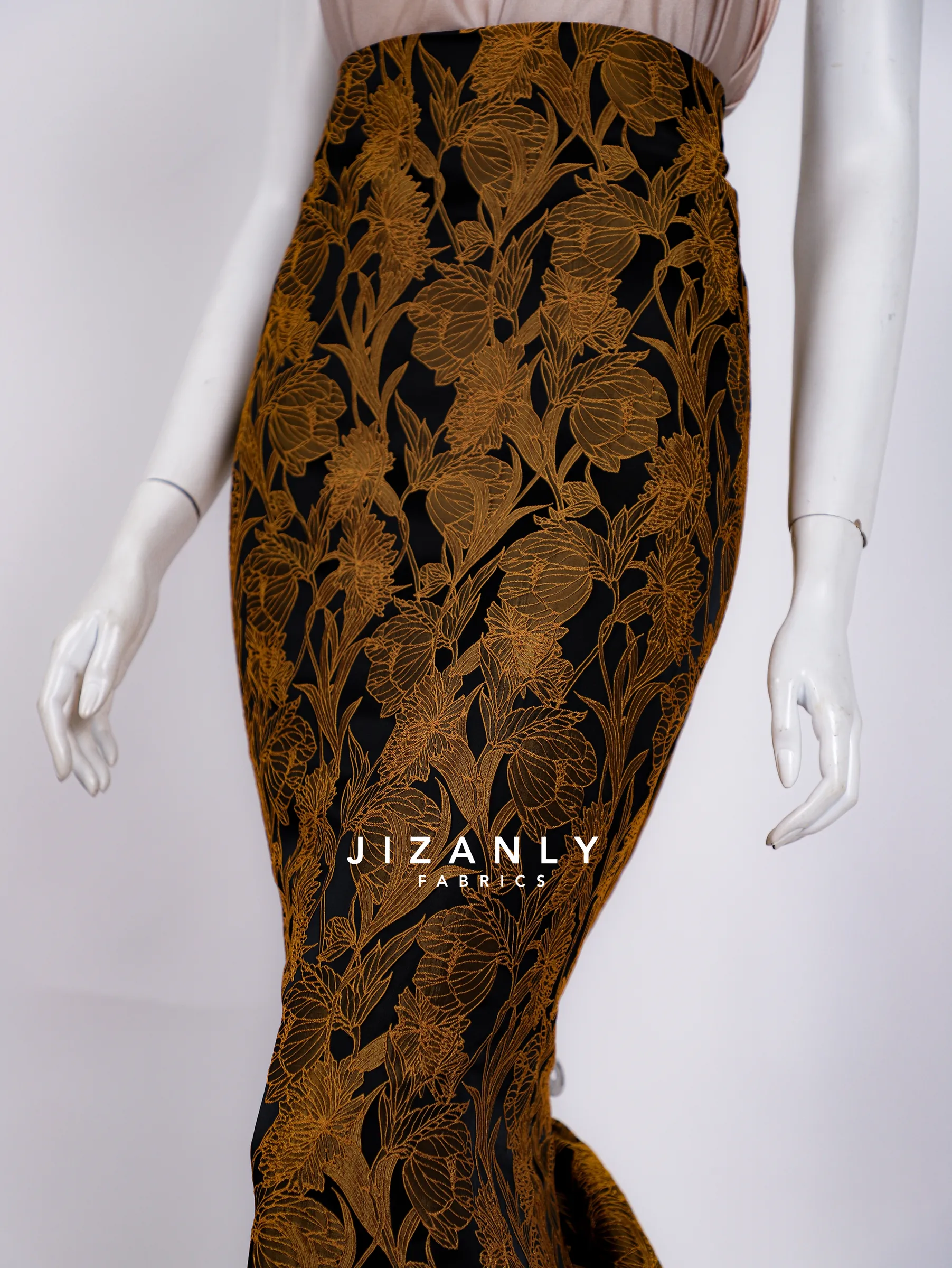 Brocade royal mustard gold and black - Image 4