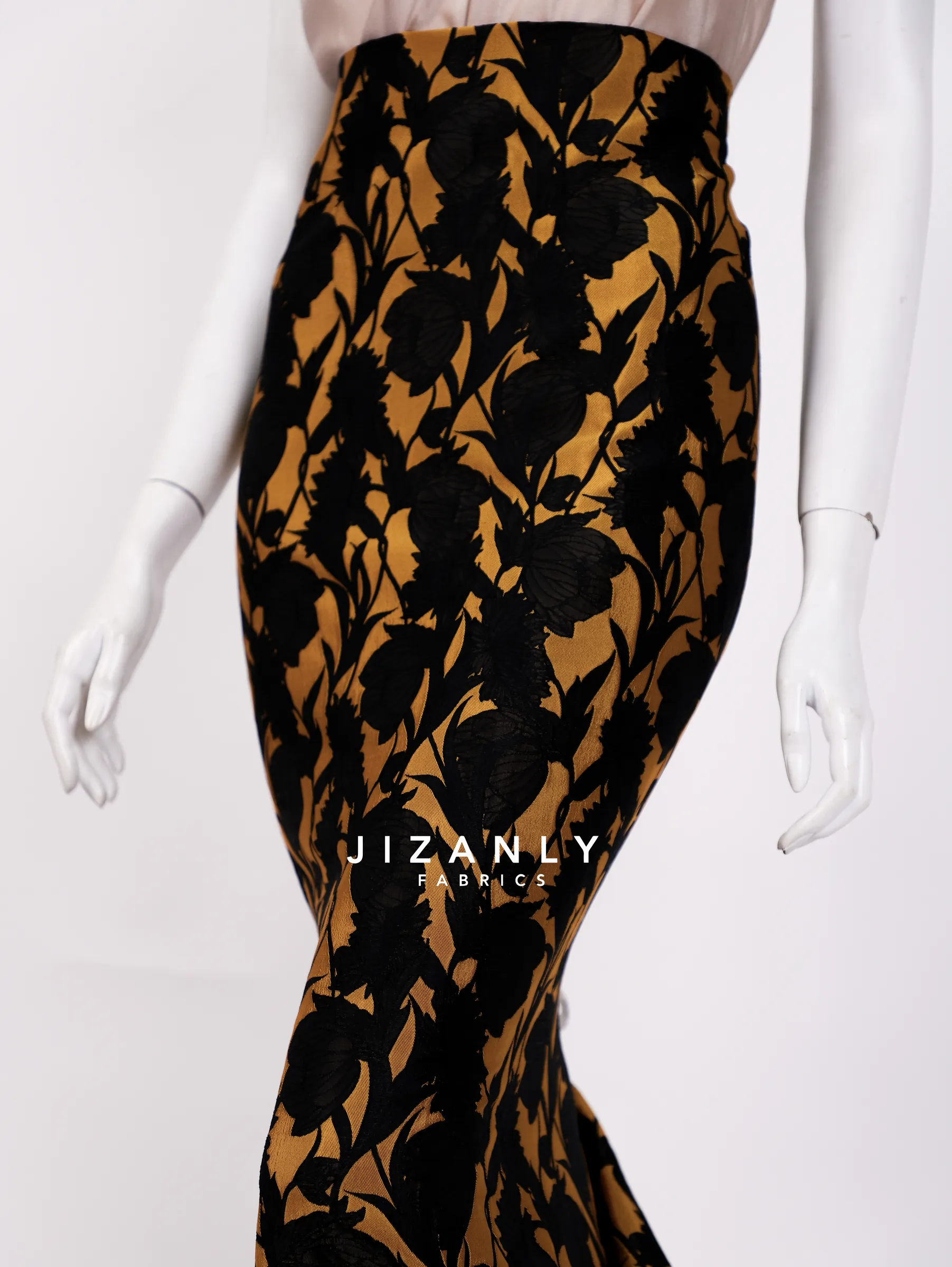 Brocade royal mustard gold and black - Image 5