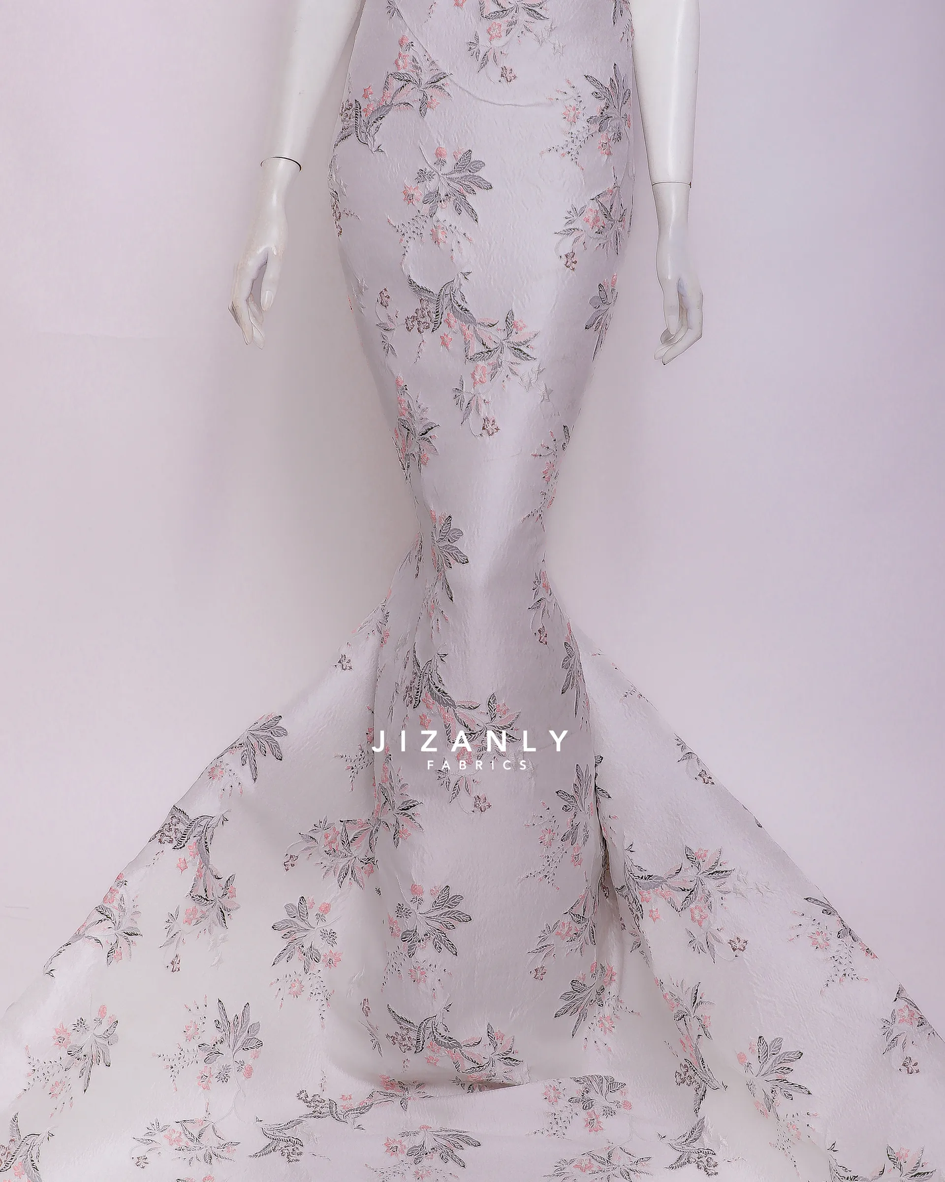 brocade offwhite and grey - Image 2