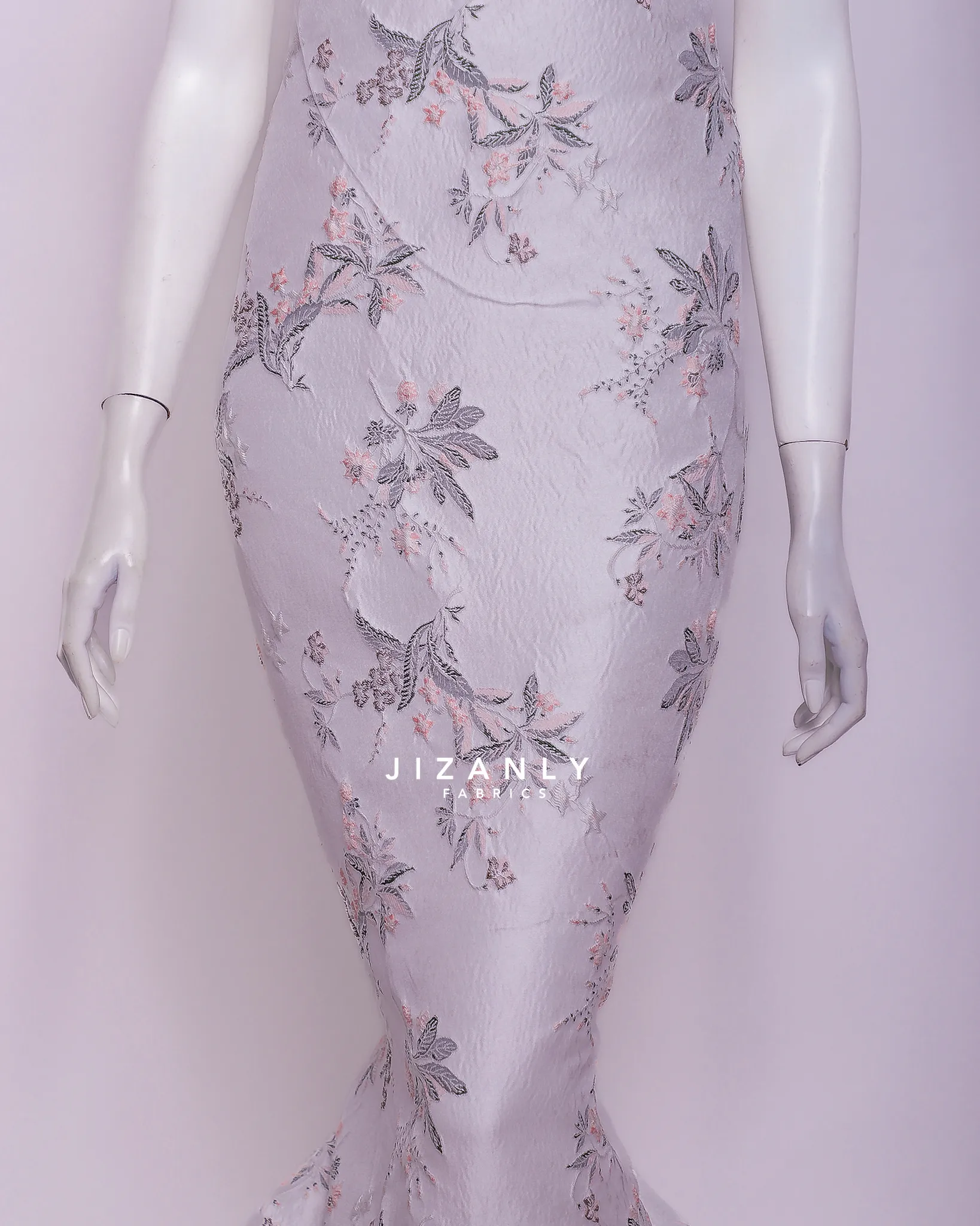 brocade offwhite and grey - Image 3