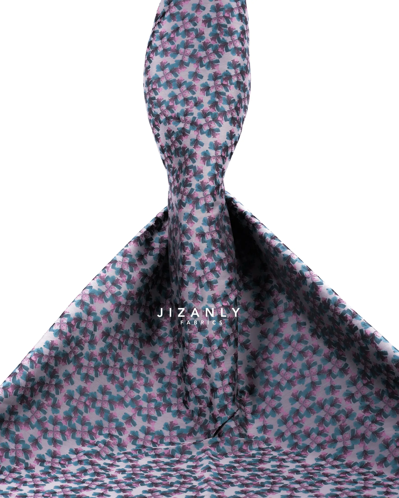 brocade teal blue, grey & pink - Image 2