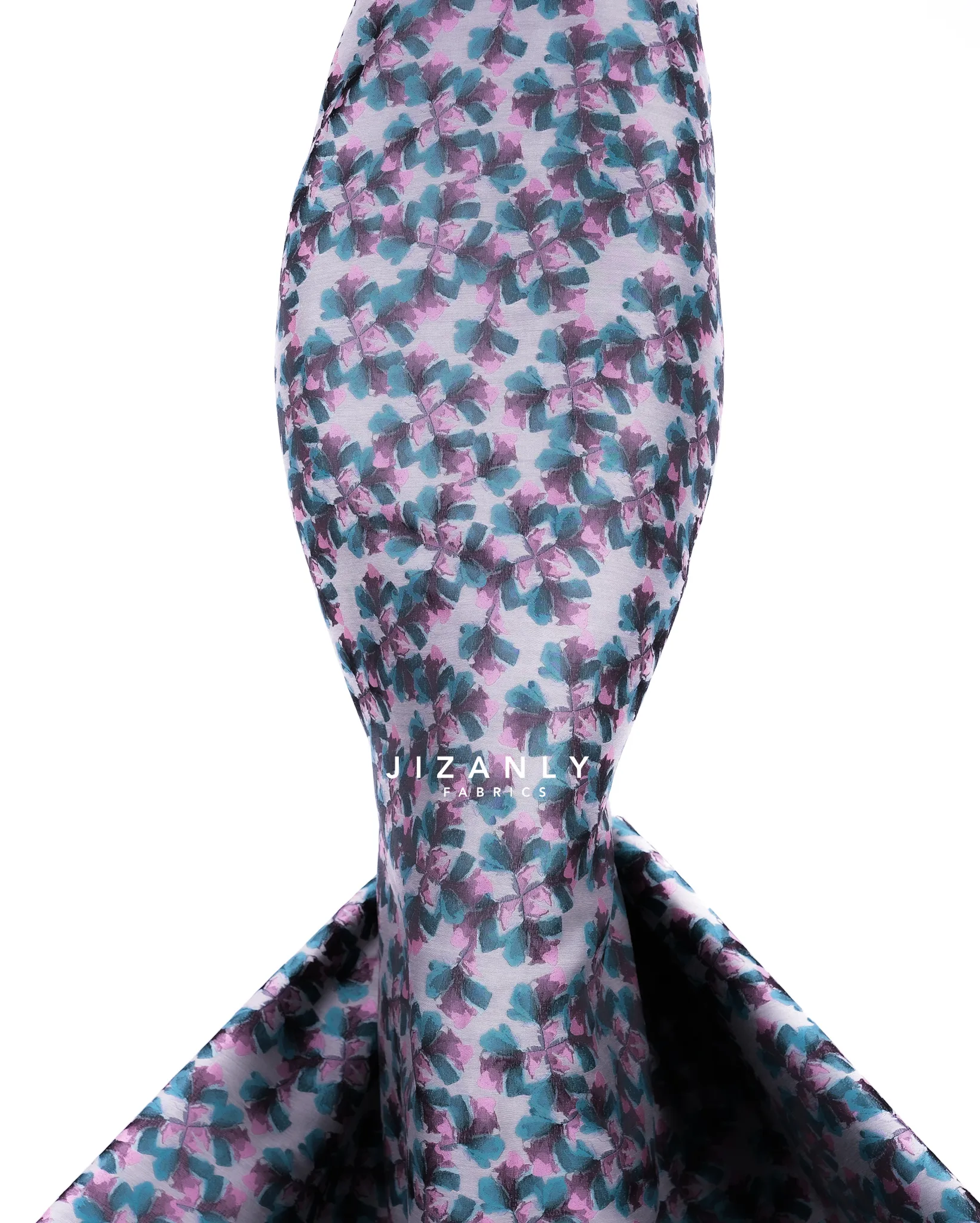 brocade teal blue, grey & pink - Image 3