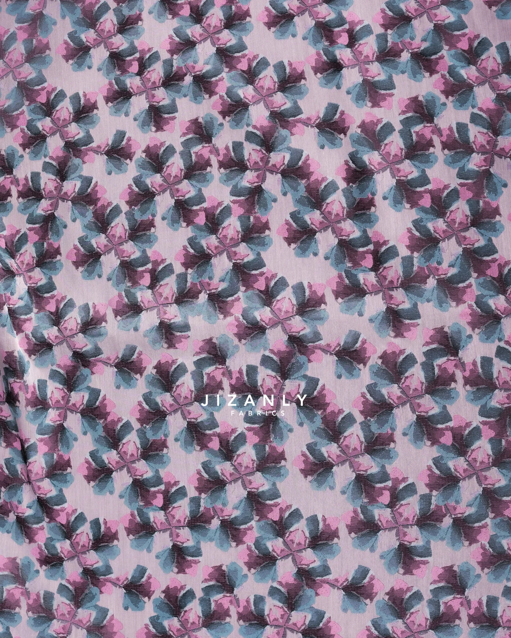 brocade teal blue, grey & pink - Image 4