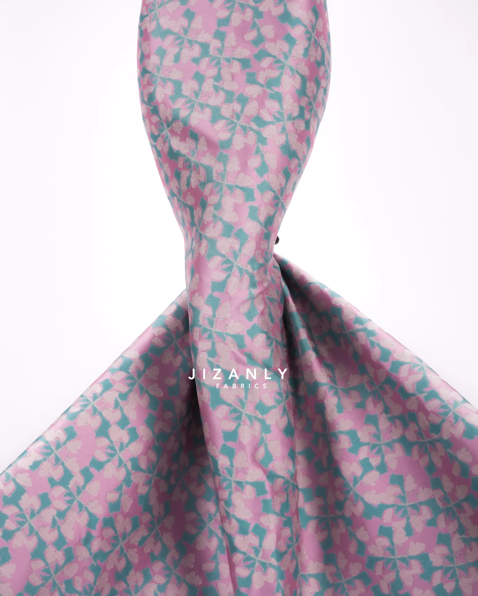brocade teal blue, grey & pink - Image 5