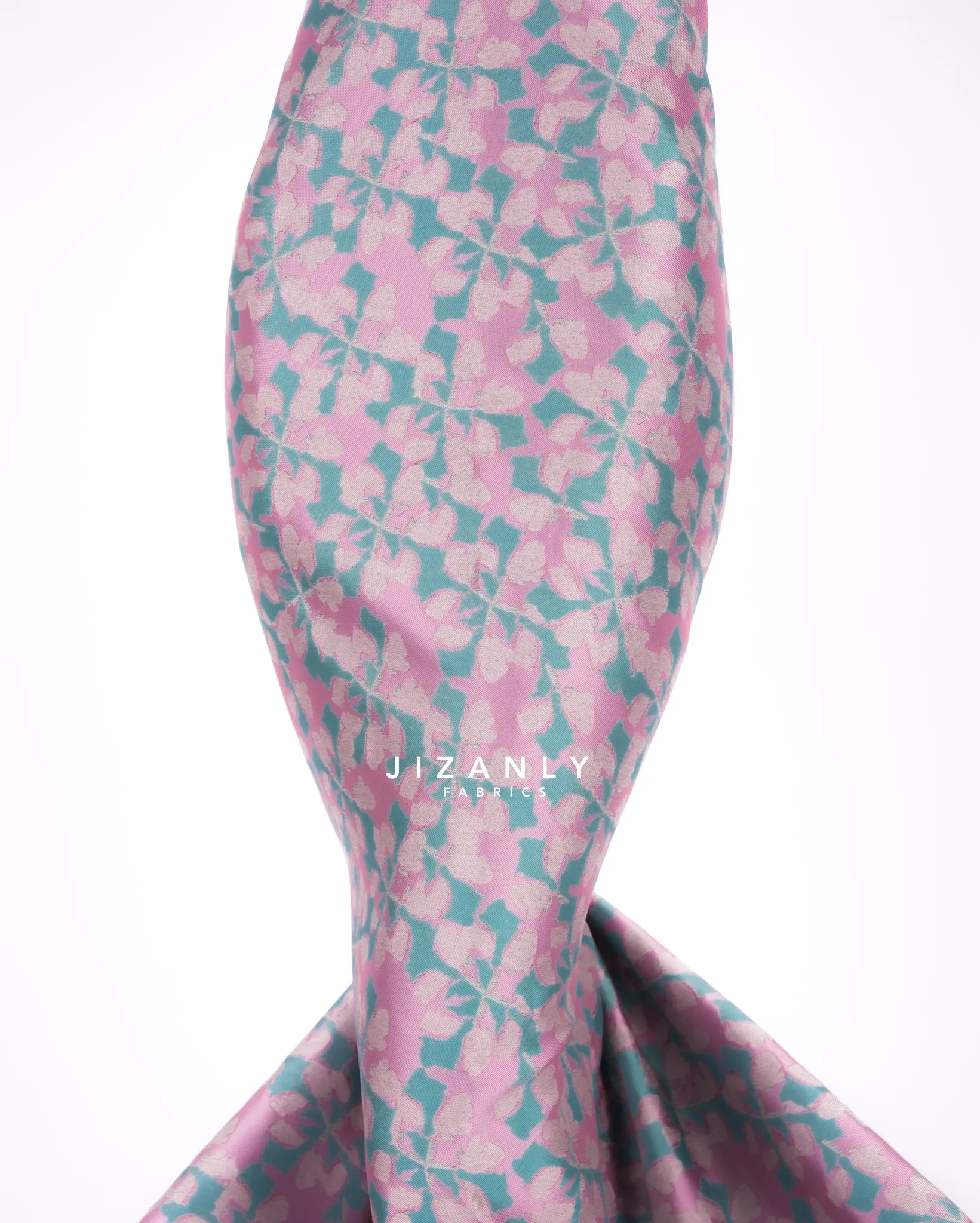 brocade teal blue, grey & pink - Image 6